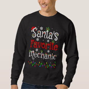 Xmas Lighting Santa's Favourite Mechanic Christmas Sweatshirt