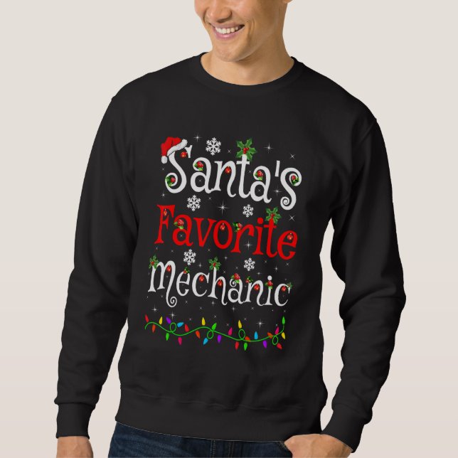 Xmas Lighting Santa's Favourite Mechanic Christmas Sweatshirt (Front)