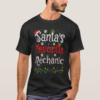 Xmas Lighting Santa's Favourite Mechanic Christmas T-Shirt