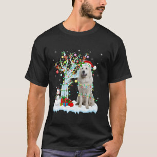 Xmas Lighting Tree Santa Hat Great Pyrenees Dog Ch T-Shirt