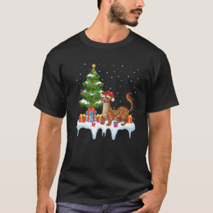Xmas Lighting Tree Santa Hat Mongoose Christmas T-Shirt