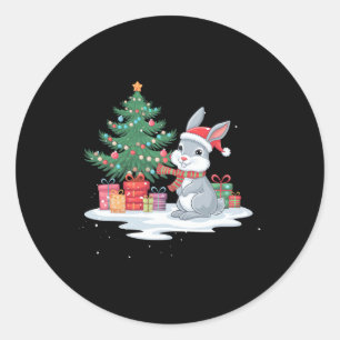 Xmas Lighting Tree Santa Hat Rabbit Bunny Christma Classic Round Sticker