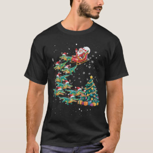 Xmas Lighting Tree Santa Riding Alligator Sleigh C T-Shirt