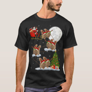 Xmas Lighting Tree Santa Riding Persian Cat Christ T-Shirt
