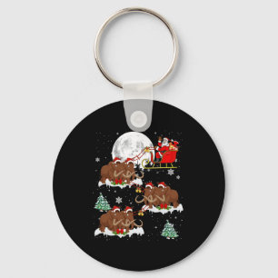 Xmas Lighting Tree Santa Riding Woolly Mammoth Chr Key Ring