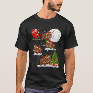 Xmas Lighting Tree Santa Riding Woolly Mammoth Chr T-Shirt