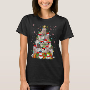 Xmas Lighting Tree Santa Scottish Fold Cat Christm T-Shirt