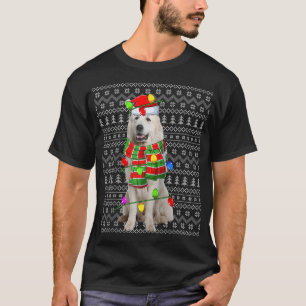 Xmas Lighting Ugly Santa Great Pyrenees Dog Christ T-Shirt
