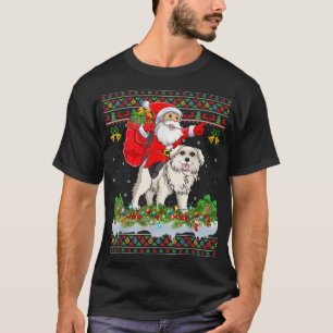 Xmas Lighting Ugly Santa Riding Great Pyrenees Dog T-Shirt