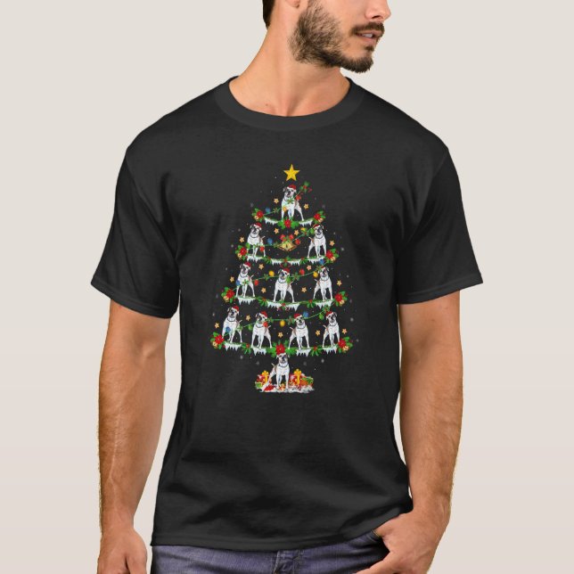 Xmas Lights American Bulldog Christmas Tree T-Shirt (Front)