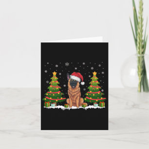 Xmas Lights Belgian Malinois Dog Santa Hat Christm Card