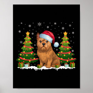 Xmas Lights Brussels Griffon Dog Santa Hat Christm Poster
