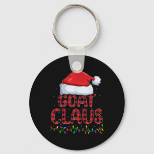 Xmas Lights Buffalo Plaid Goat Santa Claus Christm Key Ring