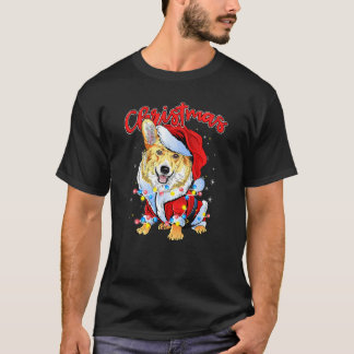 Xmas Lights Corgi Dog Christmas Pajama Idea T-Shirt