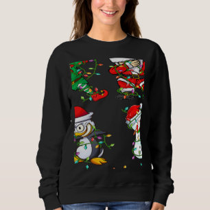 Xmas Lights Dabbing Santa Elf Friends Christmas Da Sweatshirt