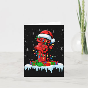 Xmas Lights Fire Hydrant Firefighter Christmas Card