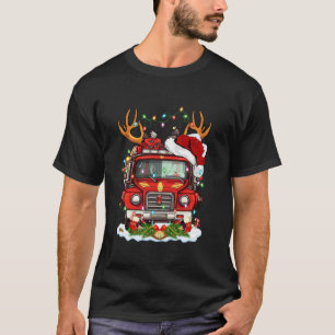 Xmas Lights Fire Truck Firefighter Christmas T-Shirt