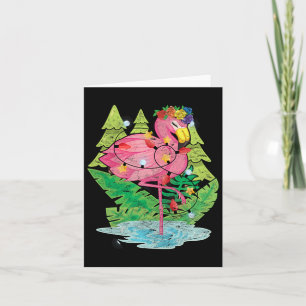 Xmas Lights Flamingo Bird Animal Tropical Christma Card