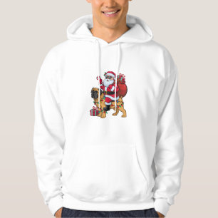 Xmas Lights Funny Santa Riding English Mastiff Dog Hoodie