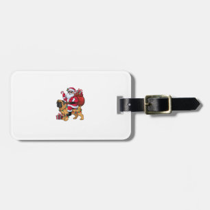 Xmas Lights Funny Santa Riding English Mastiff Dog Luggage Tag
