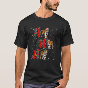 Xmas Lights HO HO HO Bengal Tiger Funny Ugly Chris T-Shirt