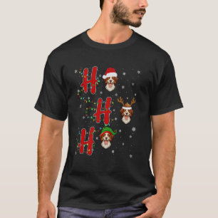 Xmas Lights HO HO HO Brittany Spaniel Dog Ugly Chr T-Shirt