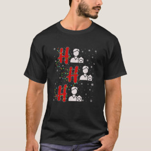 Xmas Lights HO HO HO Hospice Nurse Funny Ugly Chri T-Shirt