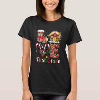 Xmas Lights Love First Grade Teacher Christmas T-Shirt