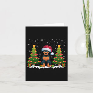 Xmas Lights Miniature Pinscher Dog Santa Christmas Card