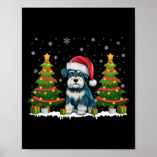 Xmas Lights Miniature Schnauzer Dog Santa Christma Poster