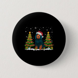 Xmas Lights Portuguese Water Dog Santa Hat Christm 6 Cm Round Badge