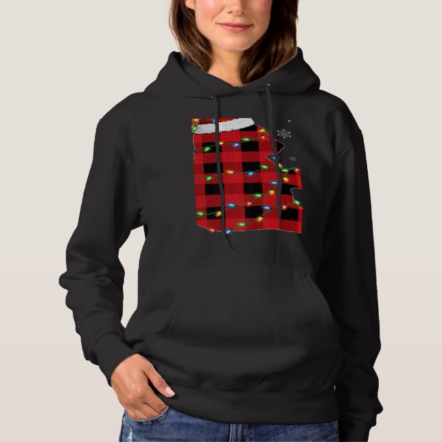 Xmas Lights Red Buffalo Plaid Panda Christmas Paja Hoodie (Front)