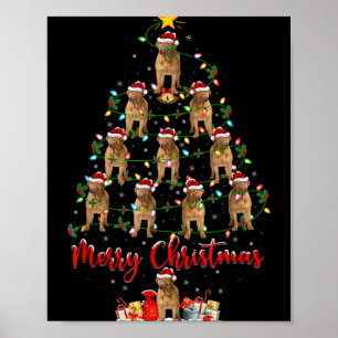 Xmas Lights Santa Dogue De Bordeaux Dog Christmas Poster