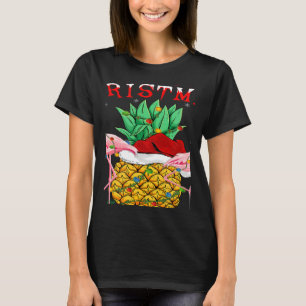 Xmas Lights Santa Flamingo Pineapple Merry Christm T-Shirt