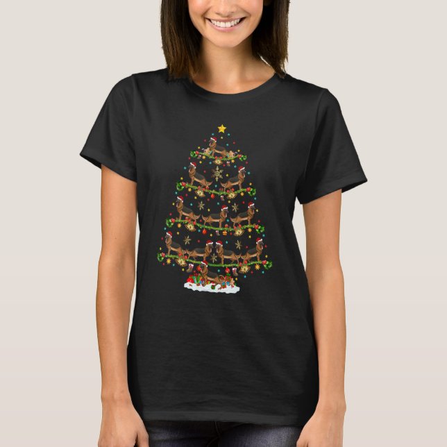 Xmas Lights Santa German Shepherd Dog Christmas Tr T-Shirt (Front)