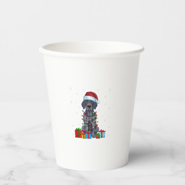 Xmas Lights Santa German Shorthaired Pointer Dog C Paper Cups (Front)