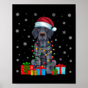Xmas Lights Santa German Shorthaired Pointer Dog C Poster