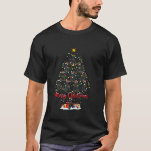 Xmas Lights Santa Giant Schnauzer Dog Christmas Tr T-Shirt