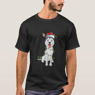 Xmas Lights Santa Hat Husky Dog Christmas Tank Top