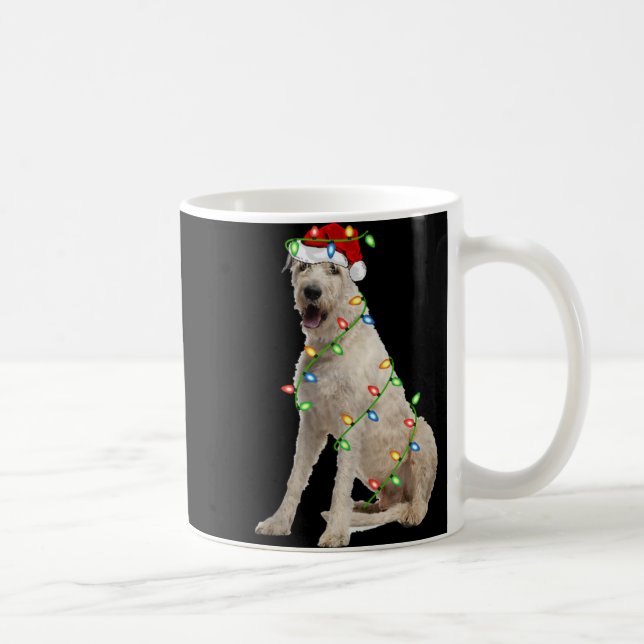 Xmas Lights Santa Hat Irish Wolfhound Dog Christma Coffee Mug (Right)