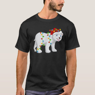 Xmas Lights Santa Hat Polar Bear Christmas  T-Shirt