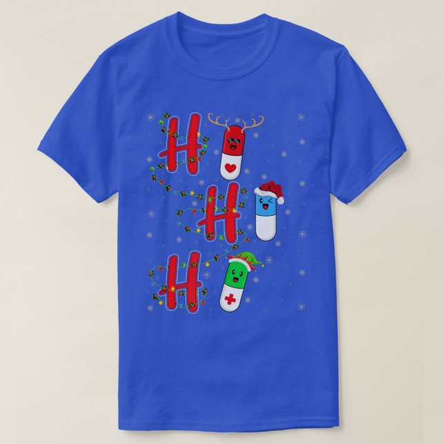 Xmas Lights Santa Ho Ho Ho Pharmacist Christmas  T-Shirt (Design Front)