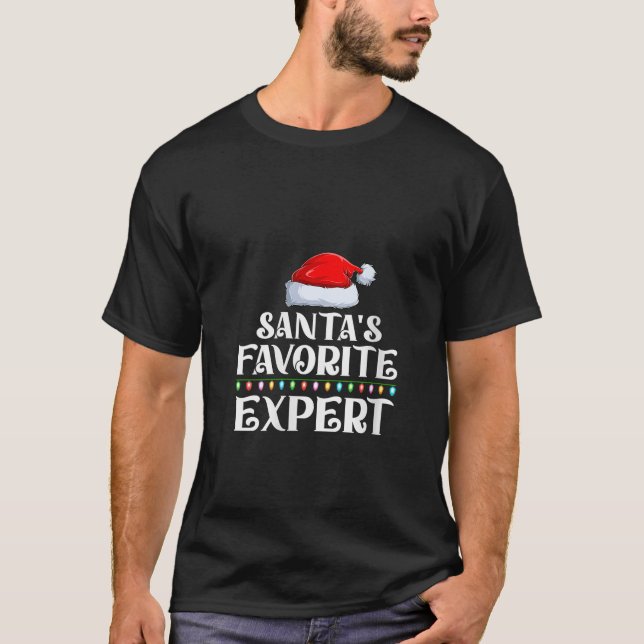 Xmas Lights Santa s Favourites Expert Christmas V  T-Shirt (Front)