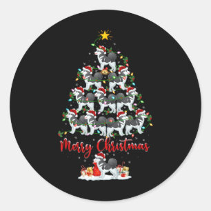 Xmas Lights Santa Siberian Husky Dog Christmas Tre Classic Round Sticker