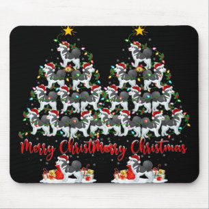 Xmas Lights Santa Siberian Husky Dog Christmas Tre Mouse Pad