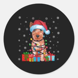 Xmas Lights Santa Soft Coated Wheaten Terrier Dog Classic Round Sticker
