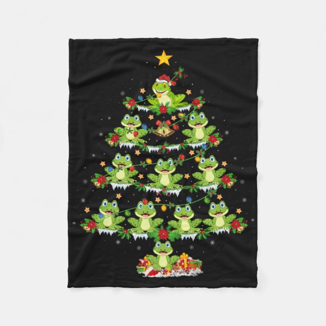 Xmas Lights Santa Tree Frog Christmas Tree Premium Fleece Blanket (Front)