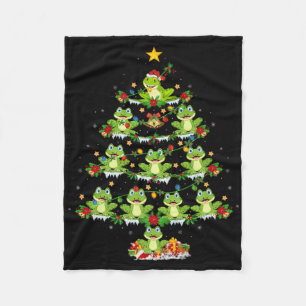 Xmas Lights Santa Tree Frog Christmas Tree Premium Fleece Blanket