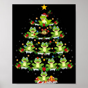 Xmas Lights Santa Tree Frog Christmas Tree Premium Poster