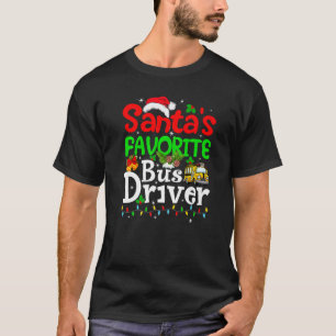Xmas Lights Santa's Favourite Bus Driver Christmas T-Shirt